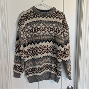 Vintage Claybrooke Chunky Wool Blend Ski Sweater - Fair Isle Fisherman sz L